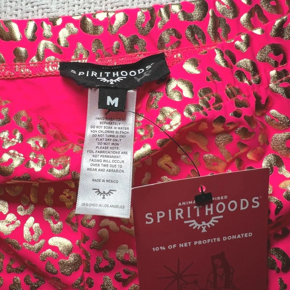 SpiritHoods Booty Shorts Neon Pink Gold Foil Leopard Print Rave Festival M